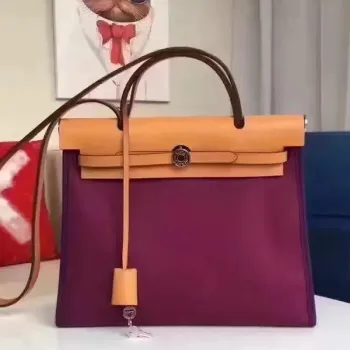 Hermes Herbag Zip PM 31cm Taška v fuchsiovém plátně