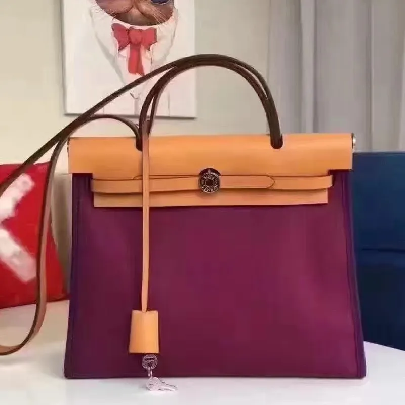 Hermes Herbag Zip PM 31cm Taška v fuchsiovém plátně