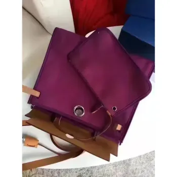 Hermes Herbag Zip PM 31cm Taška v fuchsiovém plátně