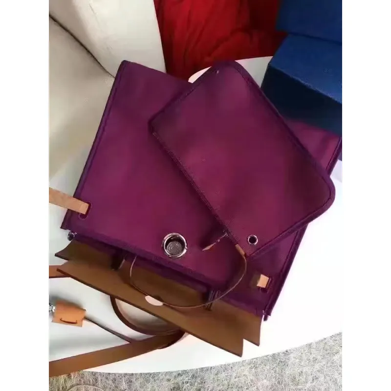 Hermes Herbag Zip PM 31cm Taška v fuchsiovém plátně