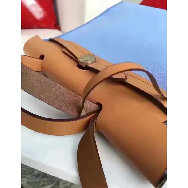 Hermes Herbag Zip PM 31cm Taška v plátně Celeste