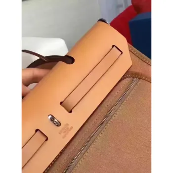 Hermes Herbag Zip PM 31cm Taška v karamelové plátno