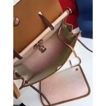 Hermes Herbag Zip PM 31cm Taška v béžové plátno
