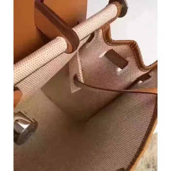 Hermes Herbag Zip PM 31cm Taška v béžové plátno