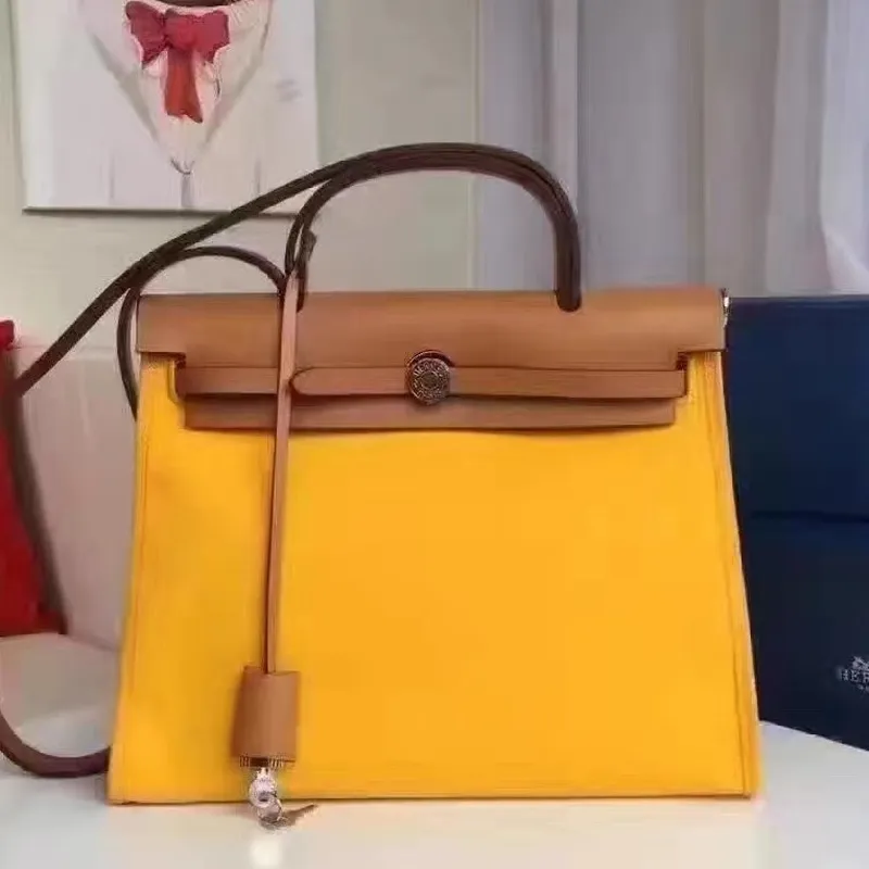 Hermes Herbag Zip PM 31cm Taška v žluté plátno