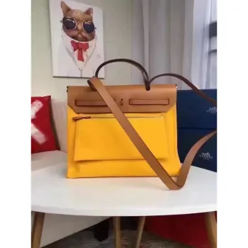 Hermes Herbag Zip PM 31cm Taška v žluté plátno