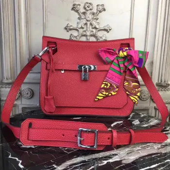Hermes Red Clemence Jypsiere 28cm Taška