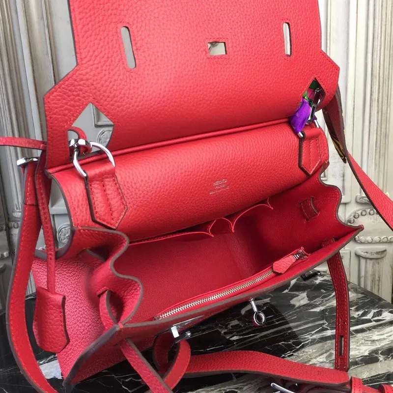 Hermes Red Clemence Jypsiere 28cm Taška