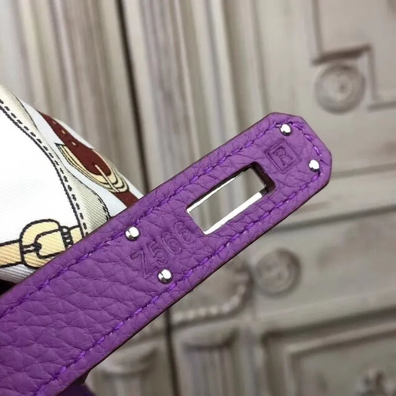 Hermès fialová kůže Clemence Jypsiere 28cm taška