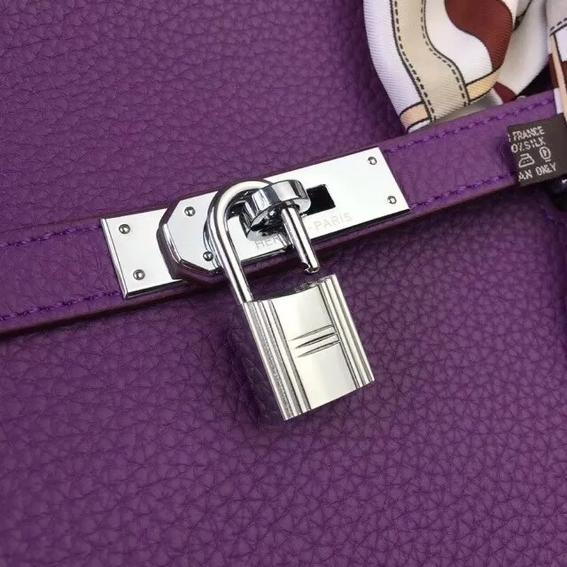 Hermès fialová kůže Clemence Jypsiere 28cm taška