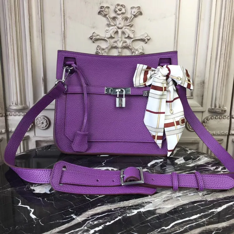 Hermès fialová kůže Clemence Jypsiere 28cm taška