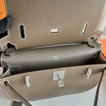 Hermes Jypsiere Mini Ručně vyráběná taška v taupe Evercolor telecí kůži