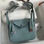 Hermes Mini Lindy Ručně Vyrobená Taška V Kůži Ciel Clemence