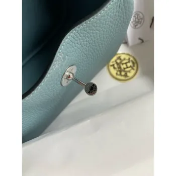 Hermes Mini Lindy Ručně Vyrobená Taška V Kůži Ciel Clemence
