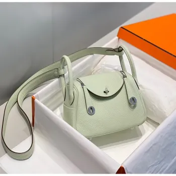 Hermes Lindy Mini Taška v barvě Vert Fizz z kůže Clemence s PHW