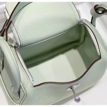 Hermes Lindy Mini Taška v barvě Vert Fizz z kůže Clemence s PHW
