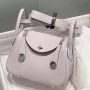 Hermes Lindy Mini Taška v Měkké Růžové Kůže Clemence s PHW