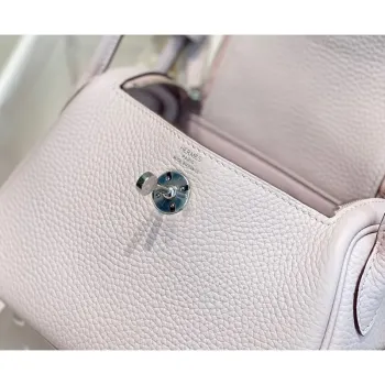 Hermes Lindy Mini Taška v Měkké Růžové Kůže Clemence s PHW