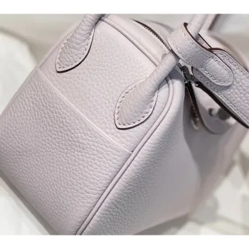 Hermes Lindy Mini Taška v Měkké Růžové Kůže Clemence s PHW