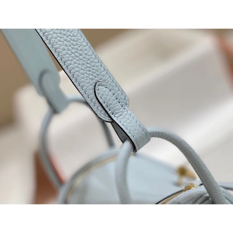 Hermes Lindy Mini Taška v modré Brume kůži Clemence GHW