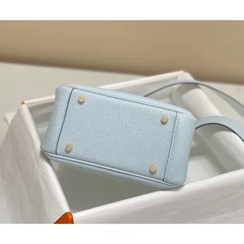 Hermes Lindy Mini Taška v modré Brume kůži Clemence GHW