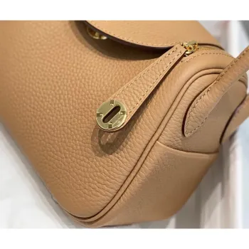Hermes Lindy Mini Taška v Chai Clemence Kůži s GHW