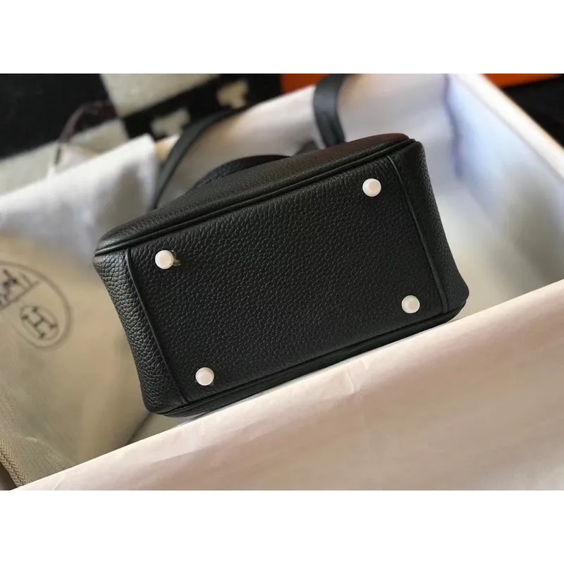 Hermes Mini Lindy Taška v černé kůži Clemence