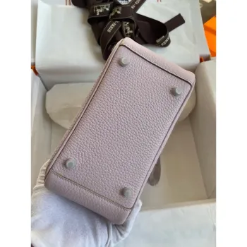 Hermes Mini Lindy Ručně Vyrobená Taška v Měkké Růžové Kůže Clemence