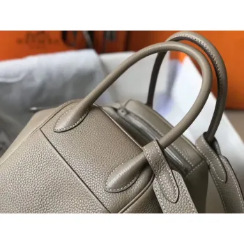 Hermes Lindy 26cm Taška v Gris Tourterelle Clemence s PHW