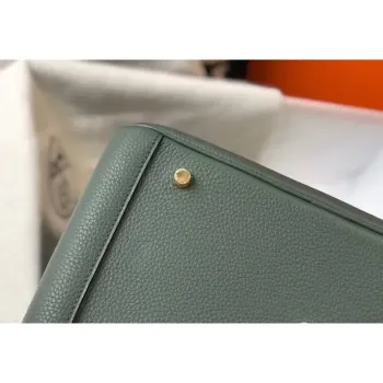 Hermes Lindy 26cm Taška v barvě Vert Amande Clemence s GHW