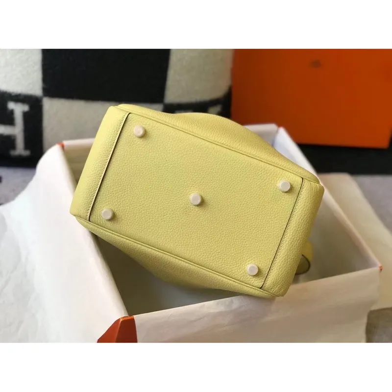 Hermes Lindy 26cm Taška v Jaune Poussin Clemence s GHW