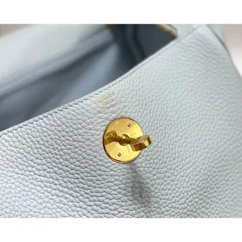 Taška Hermes Lindy 26cm v modré Brume z kůže Clemence s GHW