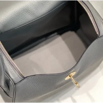 Hermes Lindy 26cm Taška v kůži Gris Meyer Clemence s GHW
