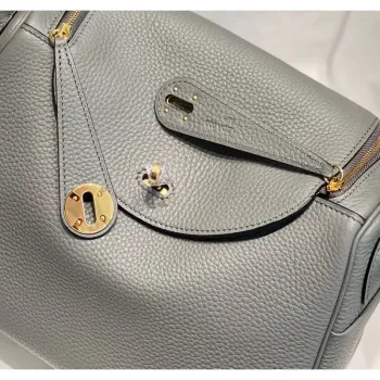Hermes Lindy 26cm Taška v kůži Gris Meyer Clemence s GHW