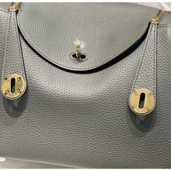 Hermes Lindy 26cm Taška v kůži Gris Meyer Clemence s GHW