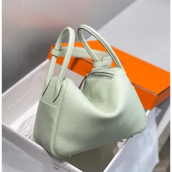 Hermes Lindy 26cm Taška v kůži Clemence v odstínu Vert Fizz s GHW
