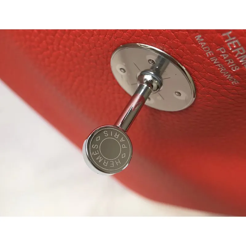 Hermes Lindy 26cm Taška v červeném klementu s PHW