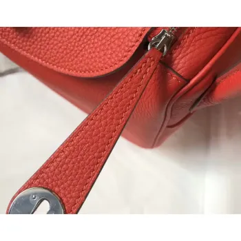 Hermes Lindy 26cm Taška v červeném klementu s PHW