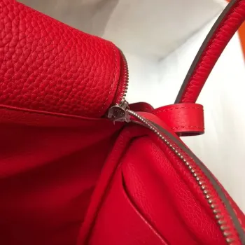 Hermes Lindy 26cm Taška v červeném klementu s PHW