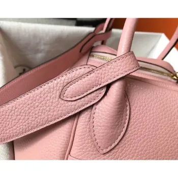 Hermes Lindy 26cm Taška v Růžovém Clemence s GHW