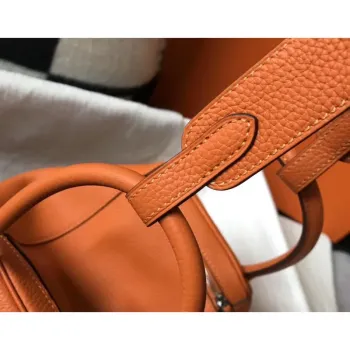 Hermes Lindy 26cm Taška v oranžovém Clemence s PHW