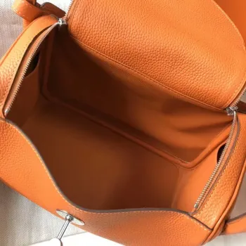 Hermes Lindy 26cm Taška v oranžovém Clemence s PHW
