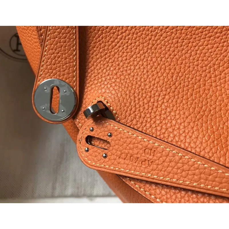 Hermes Lindy 26cm Taška v oranžovém Clemence s PHW