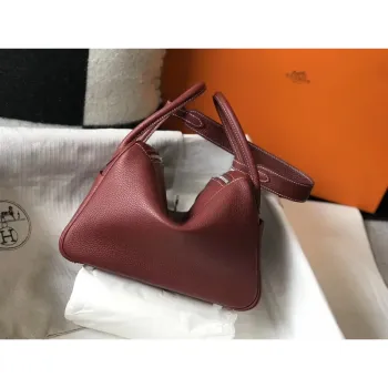 Hermes Lindy 26cm Taška v Bordeaux Clemence s PHW