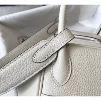 Hermes Lindy 26cm Taška v bílé kůži Clemence s PHW
