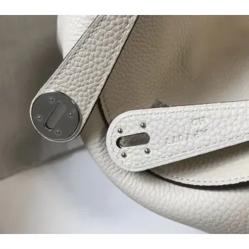 Hermes Lindy 26cm Taška v bílé kůži Clemence s PHW