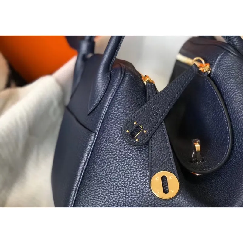 Hermes Lindy 26cm Taška v námořnické modré kůži Clemence s GHW