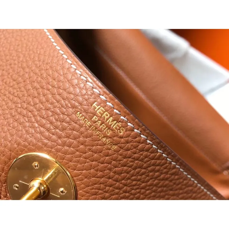 Hermes Lindy 26cm Taška ve zlatém Clemence s GHW