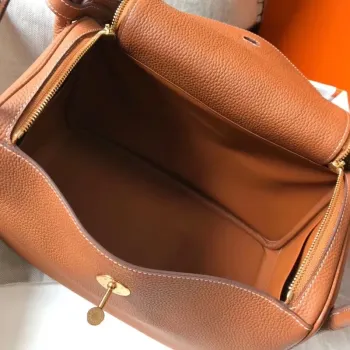 Hermes Lindy 26cm Taška ve zlatém Clemence s GHW