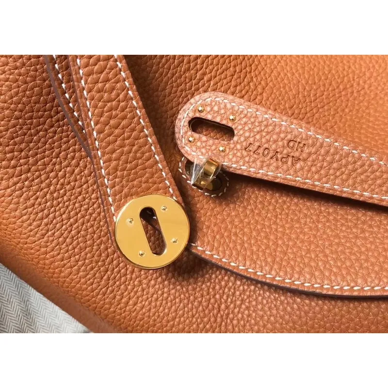 Hermes Lindy 26cm Taška ve zlatém Clemence s GHW